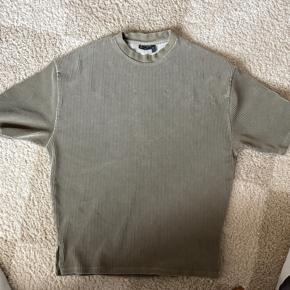 ASOS Corduroy Olive Green Ribbed Oversized T-Shirt
